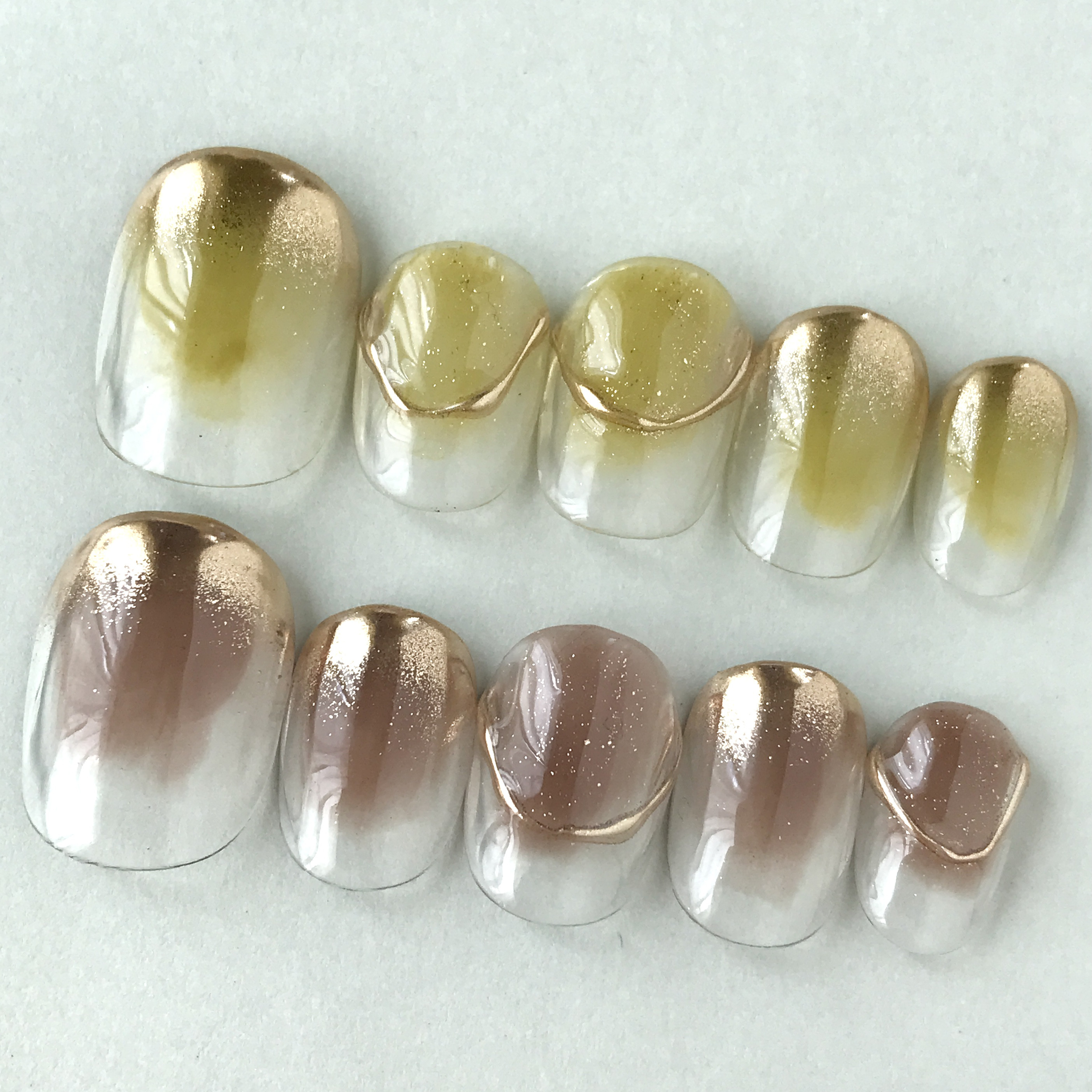 クリアブラウン×ダークグリーン ネイルチップ 2d0d55265d15b17ea6e346136a8f3f