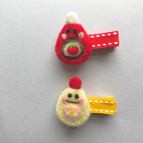 送料無料♩マヨネーズとケチャップのベビーヘアクリップ・ペット