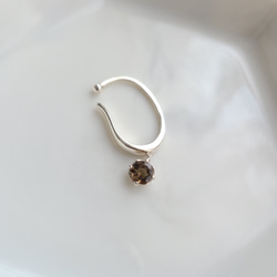 ※29日まで【秋冬限定】<Herz> Brown color wide Earcuff/SV925 ≪送料無料≫ 天然石 1枚目の画像