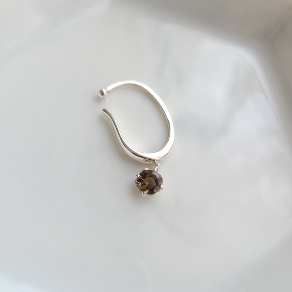 ※29日まで【秋冬限定】<Herz> Brown color wide Earcuff/SV925 ≪送料無料≫ 天然石 1枚目の画像