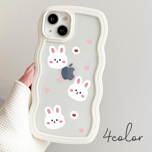 スマホケース なみなみケース ウェーブケース うさぎ ハート 兎