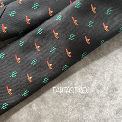 【僕の好きなことネクタイ】メキシカンハットとサボテン柄刺繍ネクタイ♪プレゼント ギフトプレゼント テンガロン多肉植物 6枚目の画像