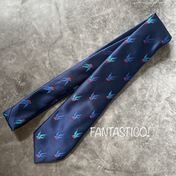 【僕の好きなことネクタイ】ツバメ柄刺繍ネクタイ♪プレゼント 父の日 ギフトプレゼント ユーモアネクタイ つばめ燕鳥バード 3枚目の画像