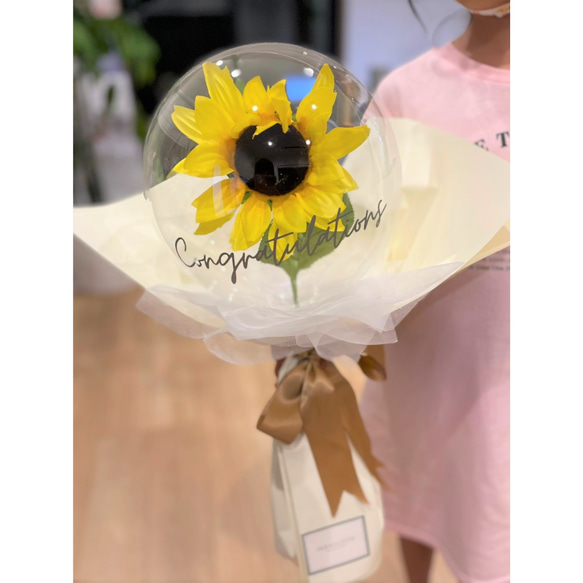 【Sunflower stick bouquet】Flower in Balloon 3枚目の画像