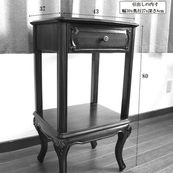 マホガニー サイドテーブル 引出しつき 無垢 木製 猫脚 キャビネット 電話台 花台 43x37x80cm:WA-001 9枚目の画像