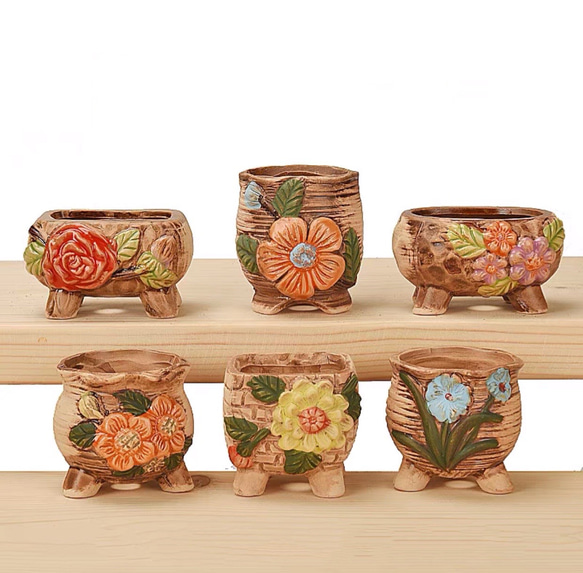 植物鉢 可愛い韓国鉢 6点 セット販売 陶器 一輪挿し・花瓶・花器 愛 
