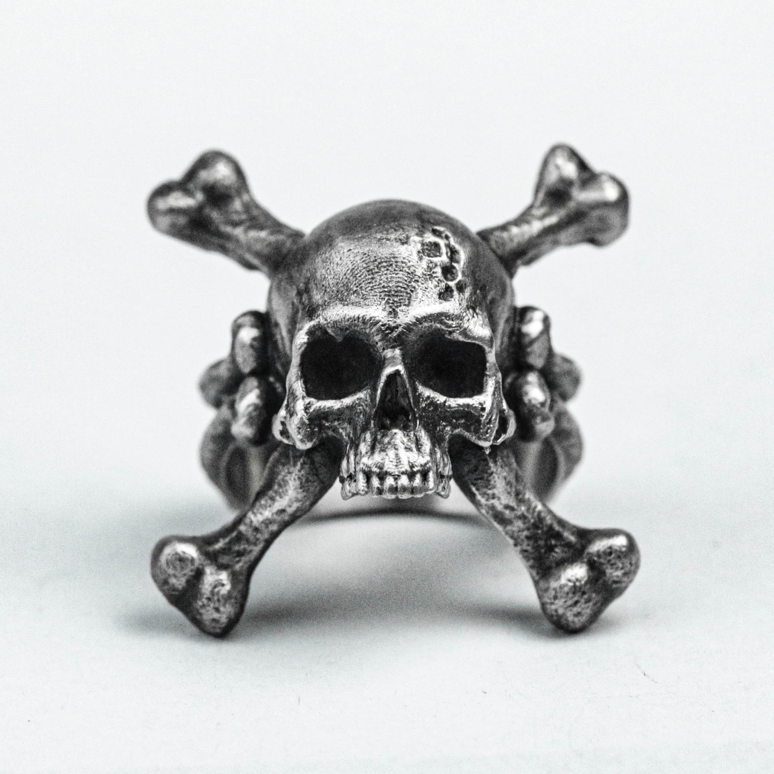 925 スターリング シルバー X シェイプ スカル リング、ドライ ボーン リング、ゴシック リング、手作りのカスタム