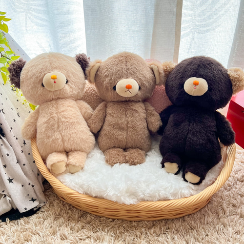 癒し効果！抱き心地最高なモフモフくまのぬいぐるみ【ベージュ】※受注