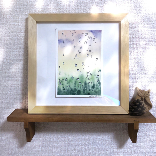 雨窓 水彩原画 イラスト ギフト カラフル 絵画 Annie.watercolor