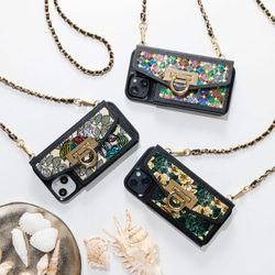 天然珍珠母貝藝術品x真皮★iPhone保護殼（卡包/帶鏈條）| Pandora 第1張的照片