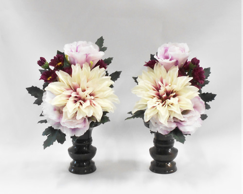 仏花 ミニ 1対 トルコキキョウ・ダリア アーティシャルフラワー 仏壇