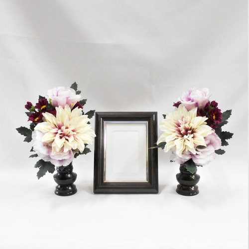 仏花 ミニ 1対 トルコキキョウ・ダリア アーティシャルフラワー 仏壇