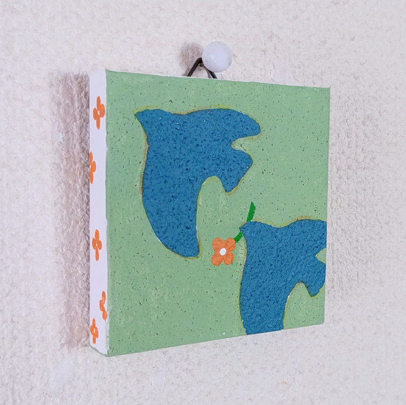 「幸せの青いことり」小さなコルクボードの原画＊アートパネル 5枚目の画像
