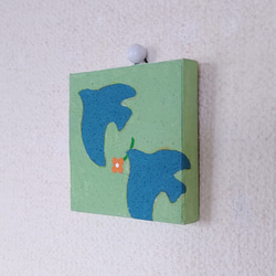 「幸せの青いことり」小さなコルクボードの原画＊アートパネル 4枚目の画像