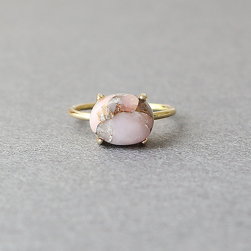 横向き】 コッパーピンクオパール カボション 10×8mm / Silver925製  