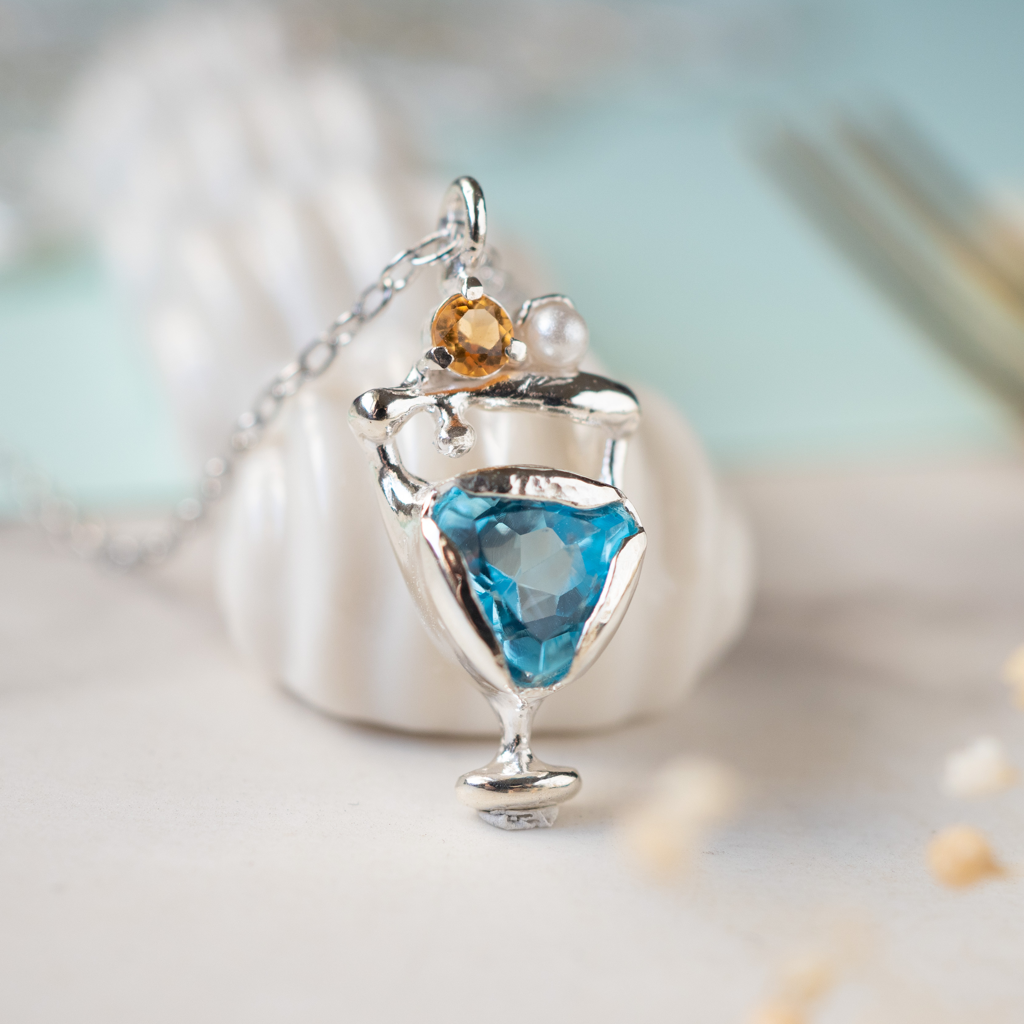 【受注】トリリアントブルートパーズのカクテルネックレス SV925