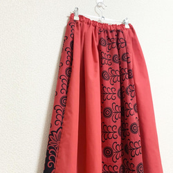 インド綿バティック柄スカート レッド 5枚目の画像