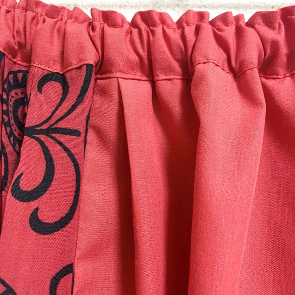 インド綿バティック柄スカート レッド 4枚目の画像
