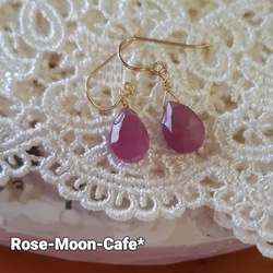 大ぶり天然石のピアス ターコイズローズクォーツダルメシアン ピアス