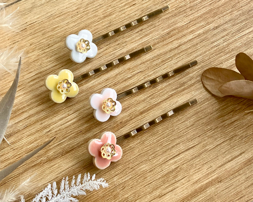 桜＆菜の花の美濃焼ヘアピン お得な4本セット ヘアピン ともこ 通販