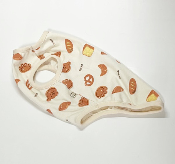 数量限定！ タンクトップ くまのパン屋さん 【ミルク】  Dog 犬服 ドッグウェア 秋～春　くま パン 3枚目の画像
