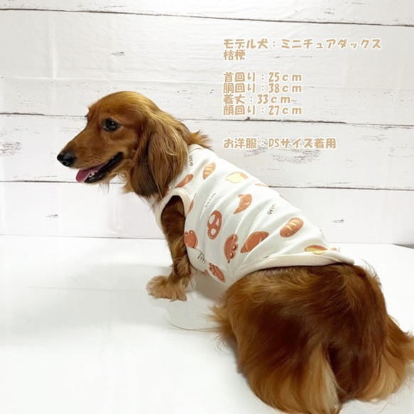 数量限定！ タンクトップ くまのパン屋さん 【ミルク】  Dog 犬服 ドッグウェア 秋～春　くま パン 8枚目の画像
