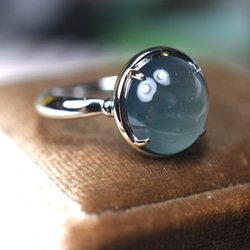 a16 受注製作 k18金ホワイトゴールド 天然 藍水 グアテマラ産 本翡翠 リング 指輪 ご褒美 プレゼント 3枚目の画像