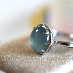 a16 受注製作 k18金ホワイトゴールド 天然 藍水 グアテマラ産 本翡翠 リング 指輪 ご褒美 プレゼント 4枚目の画像