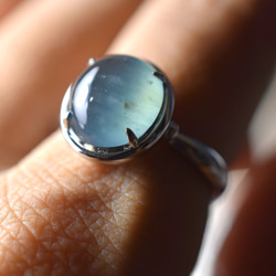 a16 受注製作 k18金ホワイトゴールド 天然 藍水 グアテマラ産 本翡翠 リング 指輪 ご褒美 プレゼント 9枚目の画像