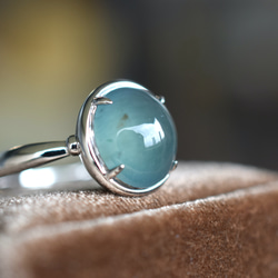 a16 受注製作 k18金ホワイトゴールド 天然 藍水 グアテマラ産 本翡翠 リング 指輪 ご褒美 プレゼント 12枚目の画像