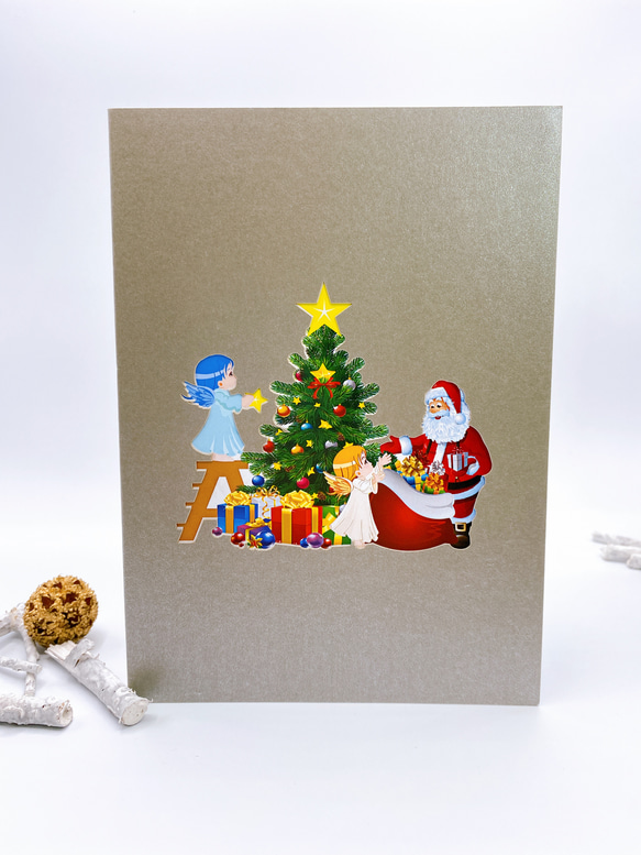 NEW! クリスマスカード　クリスマスツリー　手作りクリスマスポップアップカード　Holy night 10枚目の画像
