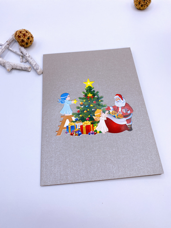 NEW! クリスマスカード　クリスマスツリー　手作りクリスマスポップアップカード　Holy night 9枚目の画像