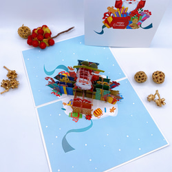 NEW! クリスマスカード　クリスマスハウス　手作りクリスマスポップアップカード　びっくりサンタ 5枚目の画像