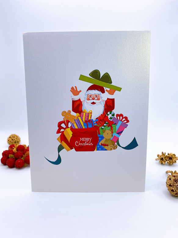 NEW! クリスマスカード　クリスマスハウス　手作りクリスマスポップアップカード　びっくりサンタ 9枚目の画像