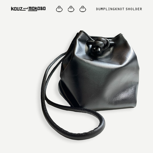 ▽KURO/本牛革 トレンドのぷっくり小籠包型ショルダーバッグ ▽KURO/本牛革 トレンドのぷっくり小籠包型ショルダーバッグ