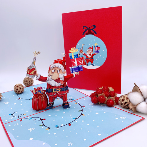 送料無料! NEW! クリスマスカード クリスマスサンタクロース 手作り