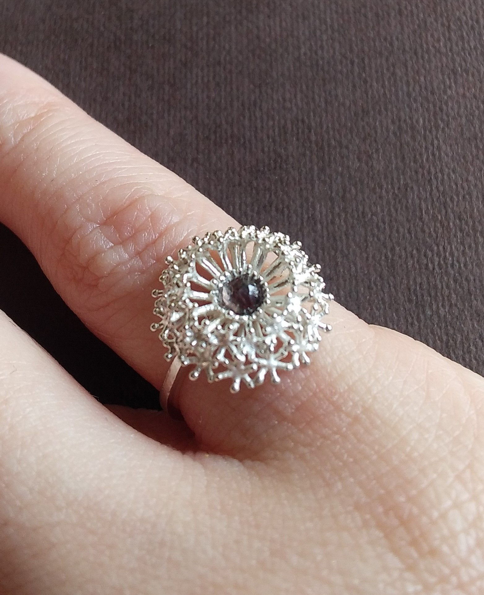 【受注製作】タンポポの綿毛リング（10金ホワイトゴールド）