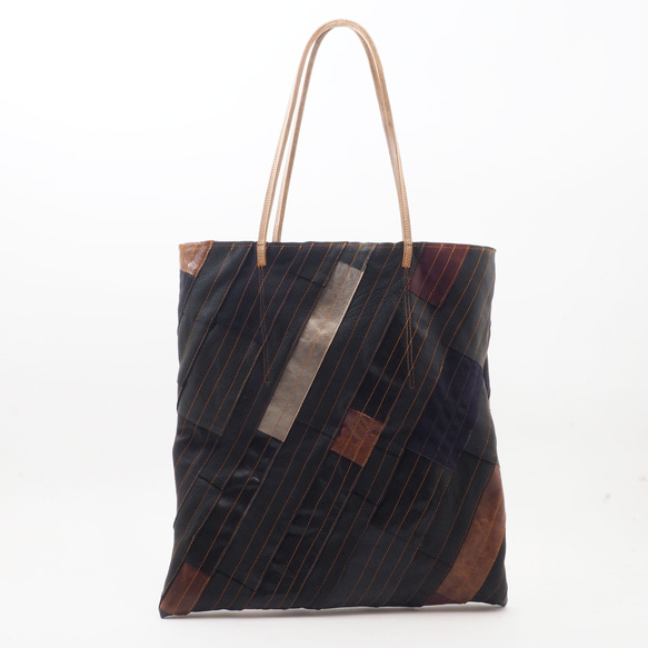 ＜即納＞まちなしlarge leather bag（マルチカラー）/山羊革、牛革/T061 2枚目の画像