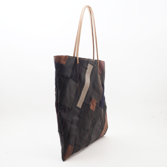 ＜即納＞まちなしlarge leather bag（マルチカラー）/山羊革、牛革/T061 4枚目の画像