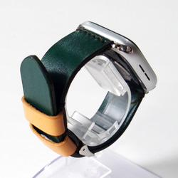 Apple Watch 腕時計ベルト 腕時計バンド 牛革レザー 全ケースサイズ制作 ディープグリーン 深緑色 7枚目の画像