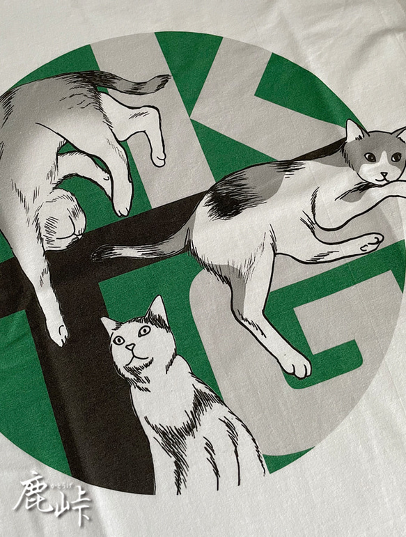 ゆるい猫さんKTG　Tシャツ(グリーン系) 3枚目の画像