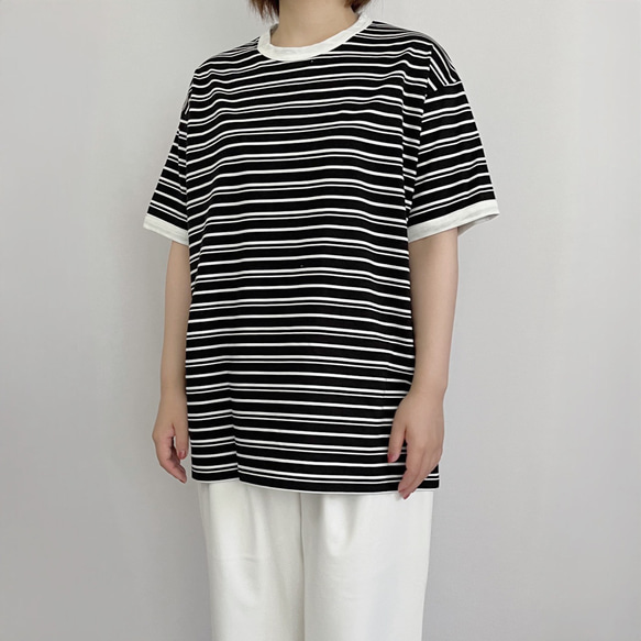ボーダーTシャツ (黒×白) 1枚目の画像