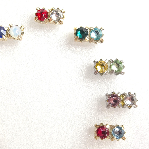 【MEJURI】誕生石ジュエリー ジェムストーン ピアス 関税込 選べる「2人の誕生日」ピアス【記念日・誕生石・ペア】 ピアス