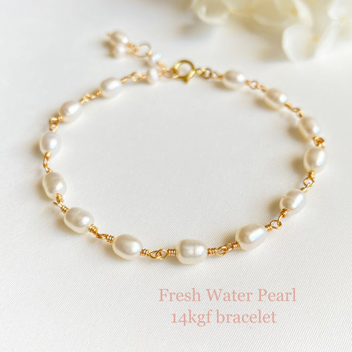 10k パール ブレスレット　ピアスセット purepoche_504p-0h222-634