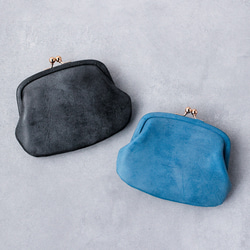 送料無料 小さい財布 ミニマム 革巻き がま口 国産 蝋引き革 ミニ財布 口金 ガマ口 ガマグチ ブラック AURAMU 13枚目の画像