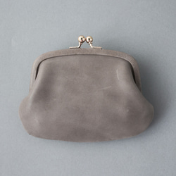 送料無料 Waxing Leather 小さい財布 ミニマム 革巻き がま口 ミニ財布 口金 ガマ口 グレージュ 4枚目の画像