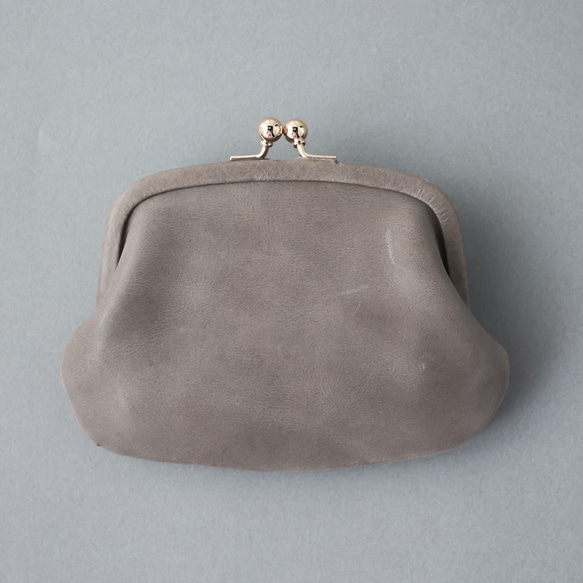 送料無料 Waxing Leather 小さい財布 ミニマム 革巻き がま口 ミニ財布 口金 ガマ口 グレージュ 4枚目の画像