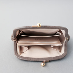 送料無料 Waxing Leather 小さい財布 ミニマム 革巻き がま口 ミニ財布 口金 ガマ口 グレージュ 6枚目の画像