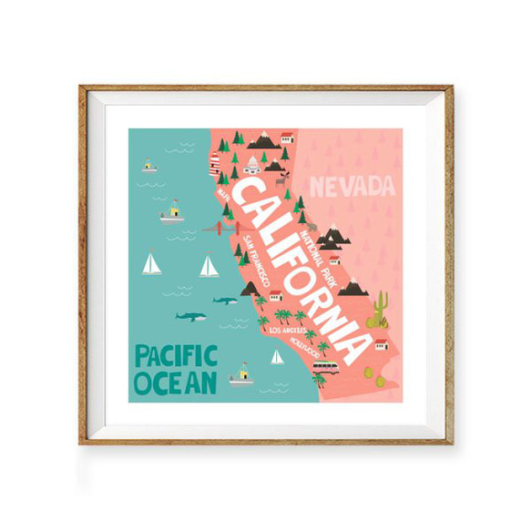 ロサンゼルス PACIFIC OCEAN マップ ポスター 1枚目の画像