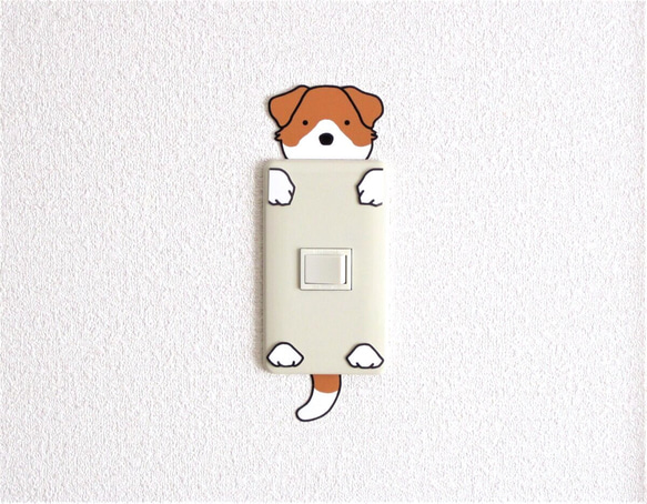 ジャックラッセル 茶 ゆるゆるきょとん スイッチステッカー Brown Jack Russell Sticker 1枚目の画像